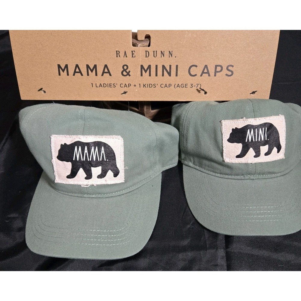 Rae Dunn Mama and Mini Hat Set Mama Bear Khaki Tan Adult & Youth Caps